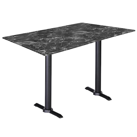 Holland Bar Stool Co Two 30 Tall OD211EB Black Table Bases wa 22 Foot and a 30x48 Black Marble Top, IndoorOutdoor OD211EB-30BWODS3248BM